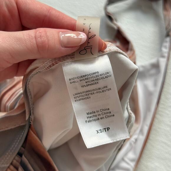 Helen Owen Marble Print Plunge Halter One Piece Swimsuit, Size XS - Picture 6 of 6